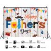 12x8ft Fathers Day Backdrop Blue Necktie Fixing Tools Balls Wooden Photography Background Happy Fathers Day Party Family Portraits Decoration Supplies Photo Booth Props view 2