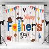 12x8ft Fathers Day Backdrop Blue Necktie Fixing Tools Balls Wooden Photography Background Happy Fathers Day Party Family Portraits Decoration Supplies Photo Booth Props view 3