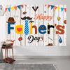 12x8ft Fathers Day Backdrop Blue Necktie Fixing Tools Balls Wooden Photography Background Happy Fathers Day Party Family Portraits Decoration Supplies Photo Booth Props view 4