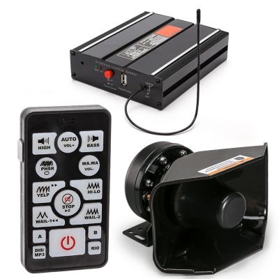 BooYu 12V 200W 20 Tones Police Warning Emergency Siren PA System for Firefighter Ambulance Vehicles Truck Car SUV ATV UTV[180 Design Speaker][Wireless Remote Handheld Microphone][2 x 10A Switches]