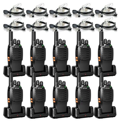 Retevis H-777 Walkie Talkie Earpiece with Mic, Portable FRS-Two Way Radio for Adults, Type C, 16 Channel, One Key Pairing, Professional 2 Way Radios for Business, Real Estate(10 Pack, Black)