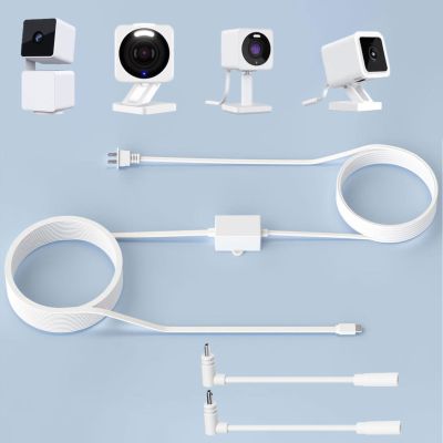 Uogw 50Ft/15m Outdoor Power Adapter Compatible with Wyze Cam V4,WYZE Duo Cam Pan,WYZE Pan V4/V3/V2/OG,Cam V3,Long Flat Extension Cable Replace for Plug,IP67 Waterproof Power Cable - White