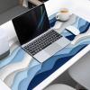 Oversized Gaming Mouse Pad, Blue Ombre Abstract Geometric Ocean Waves Stripe Desk Mat for Home Office Extended XXL Computer Mouse Pad with Non-Slip Backing for Laptop Desktop Keyboard,35x15 inch view 3