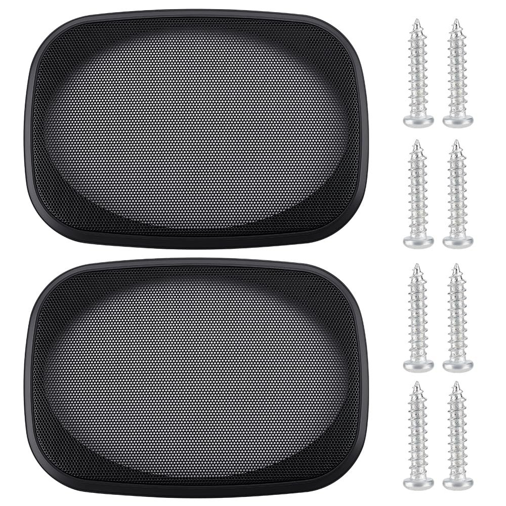 OLYCRAFT 2 Set Audio Speaker Cover Mesh 9.6x6.7 Inch Speaker Grill Cover Mesh Black Rectangle Speaker Grill with Screws for Speaker Cabinet Home Speaker Car Speaker Electrophoresis