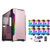 ATX Case,Mid-Tower PC Gaming Case E-ATX/ATX/M-ATX/ITX - Front I/O USB 3.0 Port - Fully Transparent Side Panels - RGB Fan and Remote Control and Controller (Size : 8 Fans) view 1