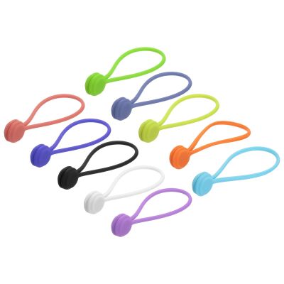 MECCANIXITY Magnetic Cable Clips 7.5 Inch x 0.6 Inch 10 Colors Magnetic Cord Organizer Cable Ties Reusable Twist Ties for Home, Kitchen, Office, 10 Pcs