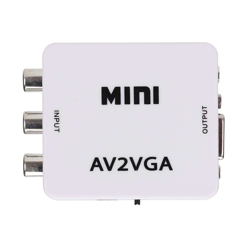 Video Converter, 480P Mini AV to VGA Adapter Composite TV Set Top Box Audio Video Converter with USB Power Cable