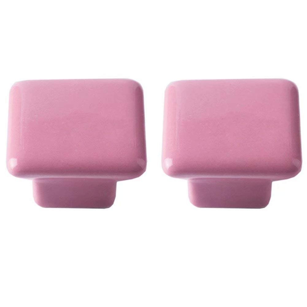 AthuAh Door knobs for cupboards, 2 pcs Ceramic Knob Modern Cabinet Drawer Pulls Wardrobe Furniture Handles Door Pull Square Handle Wardrobe Knobs Bar Cabinet Handles Knobs (Color : Pink)