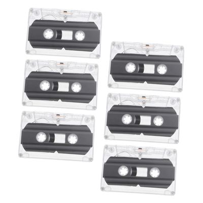 jojofuny 6 Pcs 30-Minute Blank Audio Cassette Tapes Recordable with Transparent Hard Case DIY Vintage Style for Greeting and Party Recording