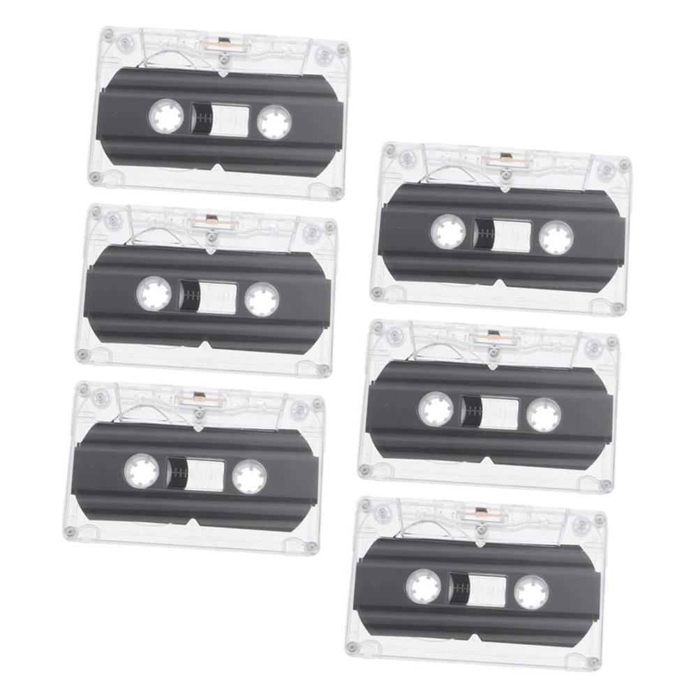 jojofuny 6 Pcs 30-Minute Blank Audio Cassette Tapes Recordable with Transparent Hard Case DIY Vintage Style for Greeting and Party Recording
