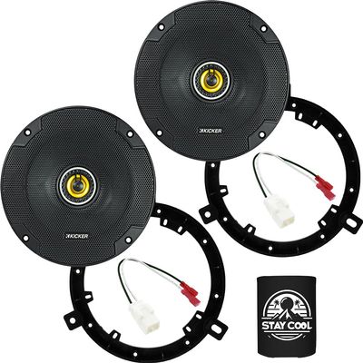 KICKER Speakers 6.5 inch for Dodge Durango 2014-2024 Upgrade Kit - Pair of CS Series with Adapters and Harness, Coaxial 6 1/2 Car Audio Rear Door Speaker CSC654, 46CSC654