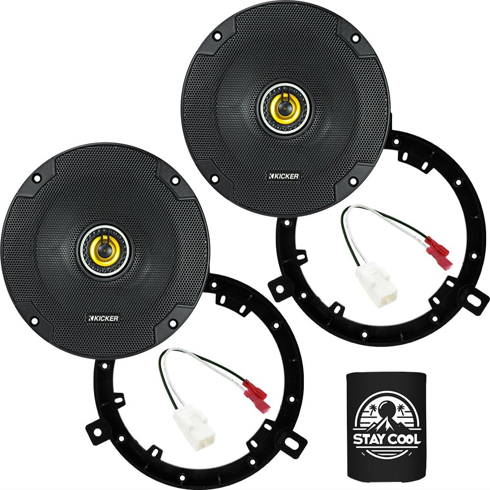KICKER Speakers 6.5 inch for Dodge Durango 2014-2024 Upgrade Kit - Pair of CS Series with Adapters and Harness, Coaxial 6 1/2 Car Audio Rear Door Speaker CSC654, 46CSC654