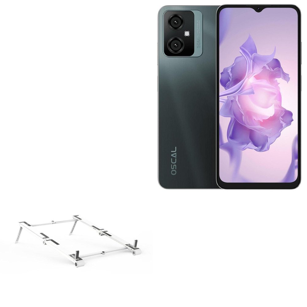 BoxWave Stand and Mount Compatible with Blackview Oscal Tiger 10 - Pocket Aluminum Stand 3-in-1, Portable Multi Angle Viewing Riser - Metallic Silver
