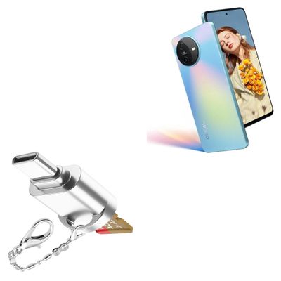 BoxWave Adapter Compatible with Blackview Oscal Tiger 12 - Micro SD Card miniReader, USB Type-C OTG Reader USB3.0 Adapter Keychain - Metallic Silver
