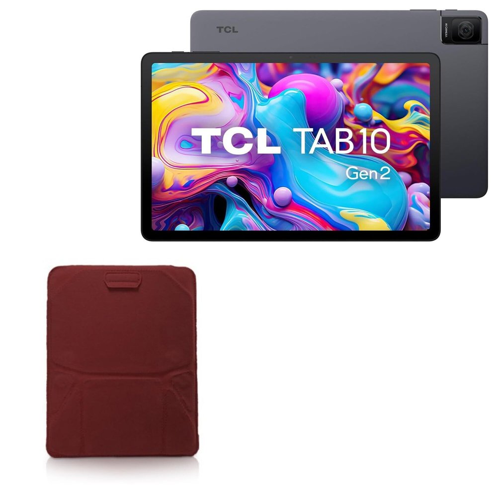 BoxWave Case Compatible with TCL Tab 10 Gen2 - Velvet Pouch Stand, Velour Slip Sleeve Built-in Foldable Kickstand - Burgundy