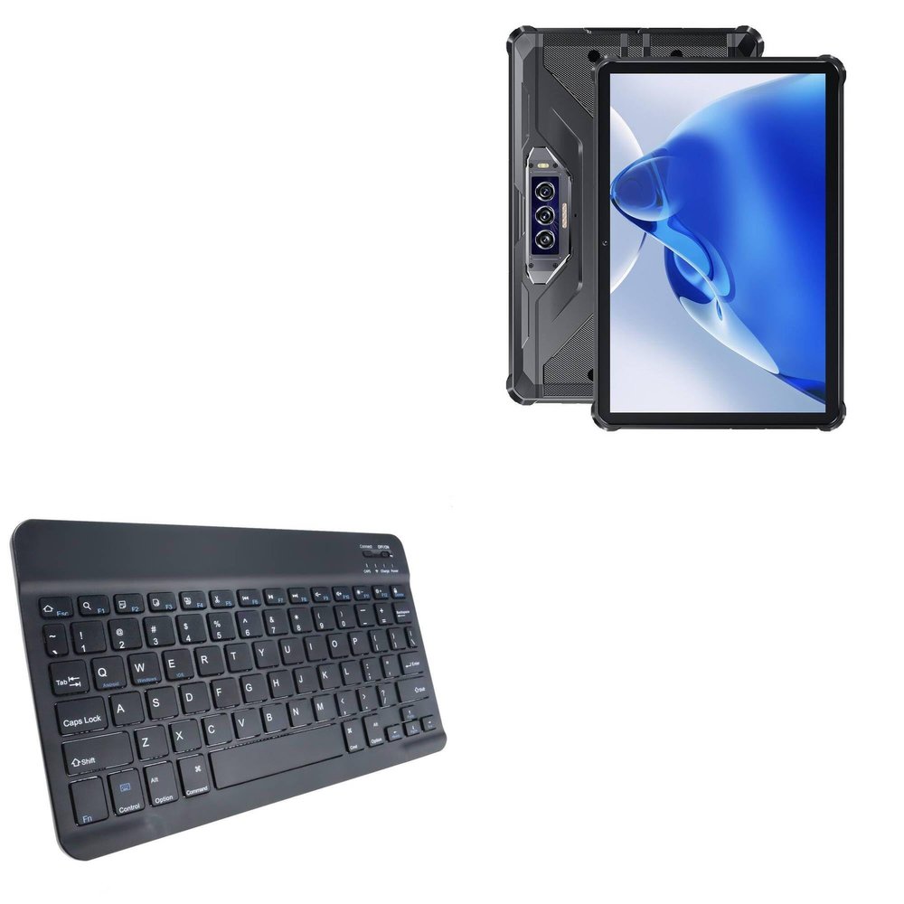 BoxWave Keyboard Compatible with Oukitel RT7 5G - SlimKeys Bluetooth Keyboard, Portable Thin with Chiclet-Style Keys - Jet Black