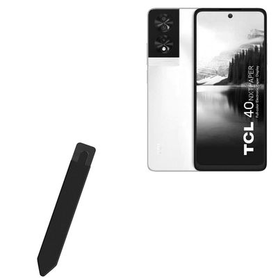 BoxWave Stylus Pouch Compatible with TCL 40 NxtPaper - Stylus PortaPouch, Pen Stylii Holder Carrier Portable Self-Adhesive - Jet Black
