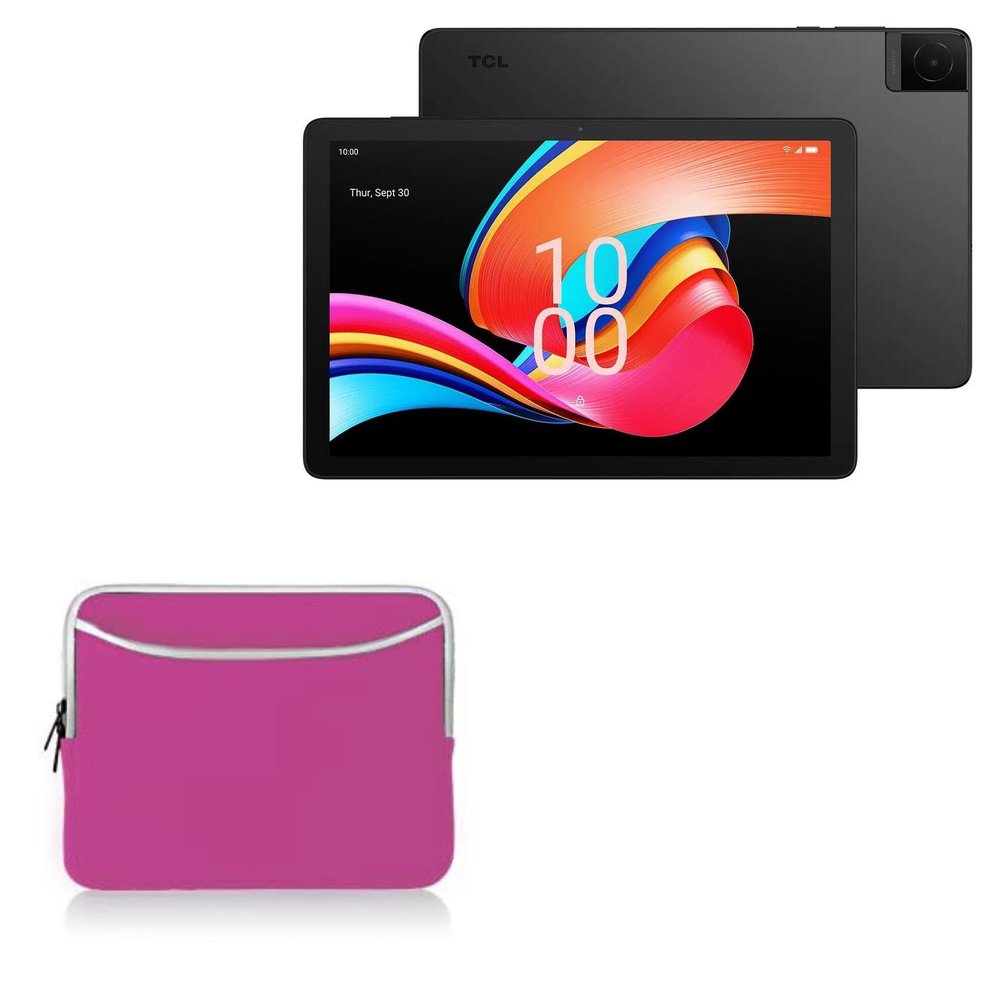 BoxWave Case Compatible with TCL Tab 10L Gen2 - SoftSuit with Pocket, Soft Pouch Neoprene Cover Sleeve Zipper Pocket - Flamingo Pink
