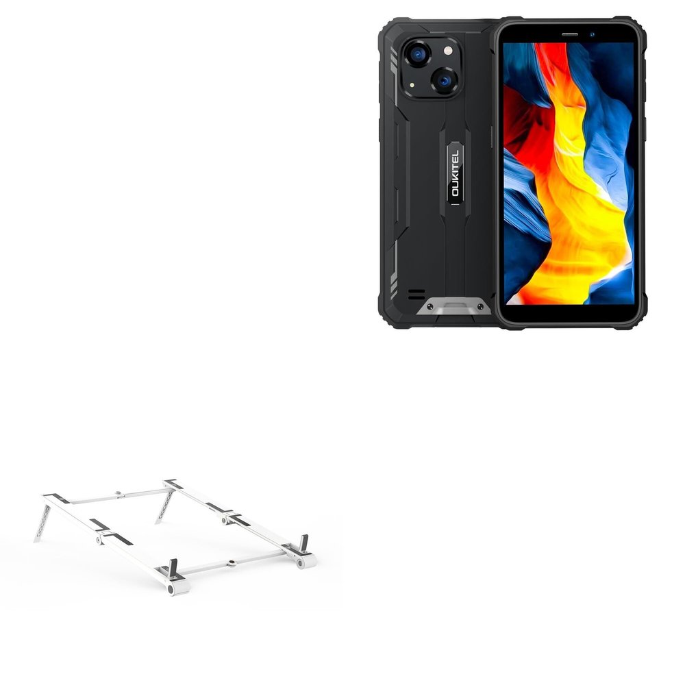 BoxWave Stand and Mount Compatible with Oukitel WP32 - Pocket Aluminum Stand 3-in-1, Portable Multi Angle Viewing Riser - Metallic Silver