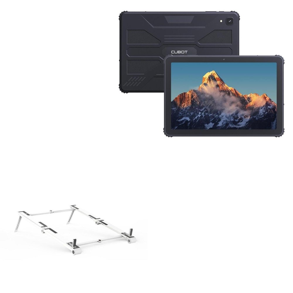 BoxWave Stand and Mount Compatible with Cubot Tab Kingkong - Pocket Aluminum Stand 3-in-1, Portable Multi Angle Viewing Riser - Metallic Silver