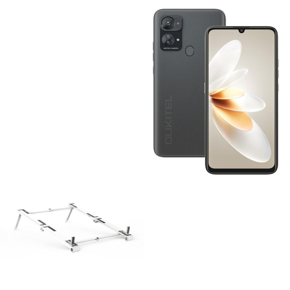 BoxWave Stand and Mount Compatible with Oukitel C33 - Pocket Aluminum Stand 3-in-1, Portable Multi Angle Viewing Riser - Metallic Silver