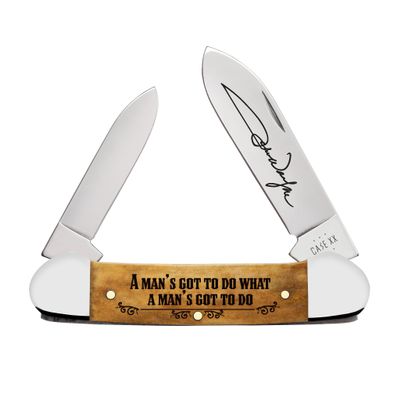 Case John Wayne Embellished Smooth Antique Bone Canoe Knife