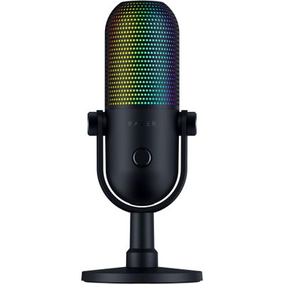 Razer Seiren V3 Chroma RGB USB Microphone: Stream & Game Reactive Lighting - Tap-to-Mute Sensor - Condenser Mic - Digital Gain Limiter & Shock Absorber - PC, Discord, OBS Studio, XSplit - Black