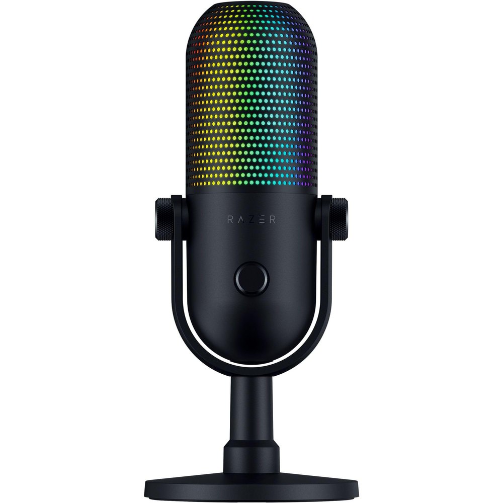 Razer Seiren V3 Chroma RGB USB Microphone: Stream & Game Reactive Lighting - Tap-to-Mute Sensor - Condenser Mic - Digital Gain Limiter & Shock Absorber - PC, Discord, OBS Studio, XSplit - Black