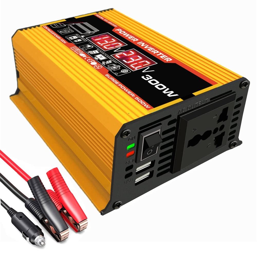 300Watt Pure Sine Wave Power Inverter, DC 12V to 110V/220V AC Car Inverter, with LCD Display Screen, for Camping/Charging (Color : 110V)