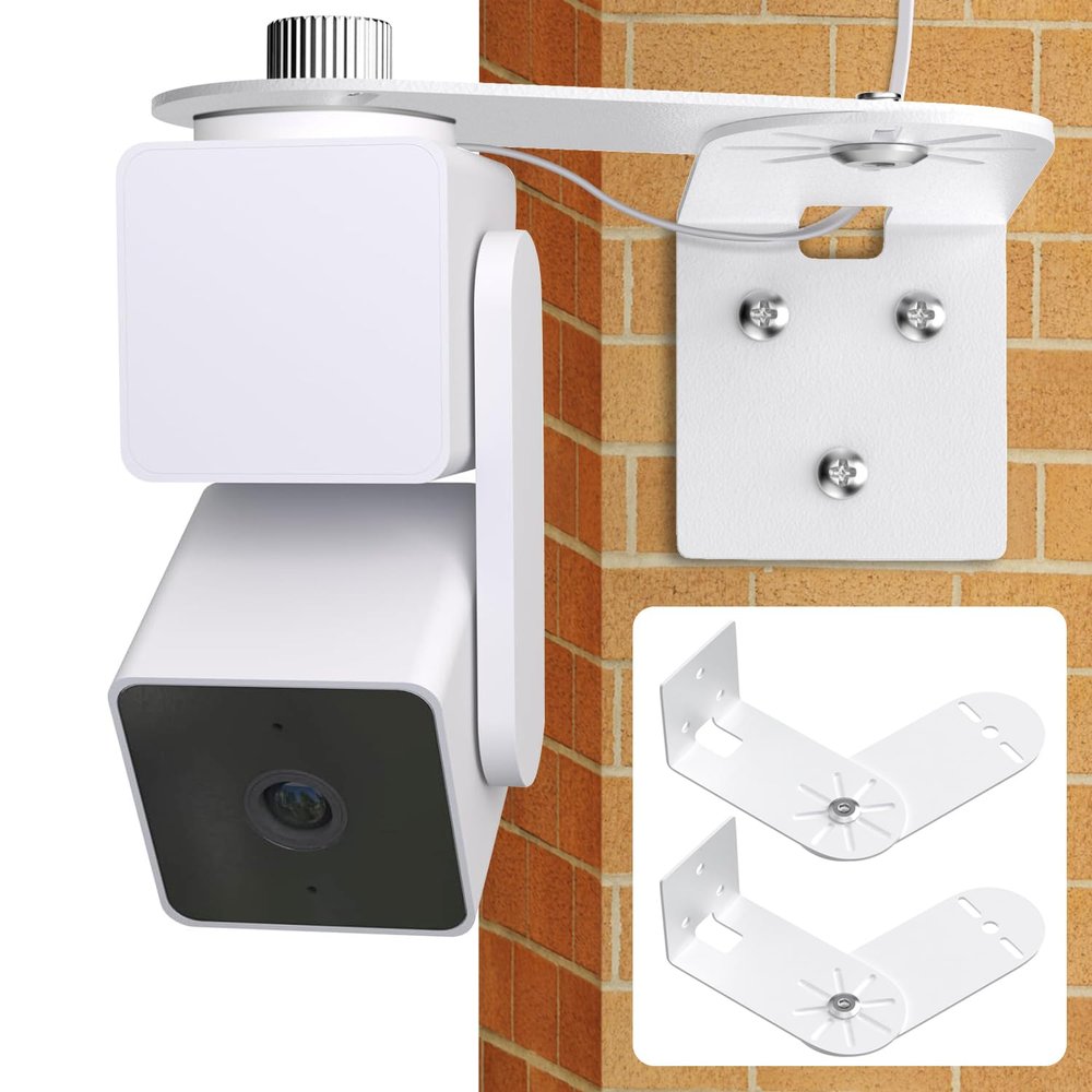 2Pack Metal Corner Wall Mount Bracket for Wyze Cam Pan V3/V2, Cam V4/V3/V2, Max Cover Both Sides of The House 300 Degrees Reduce Blind Spots, Indoor Outdoor Mount for Wyze
