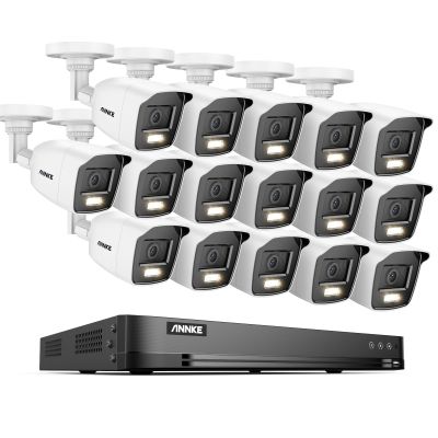 ANNKE 16CH Security Camera System, 4K 8MP AI DVR with Human/Vehicle Detection, H.265+ CCTV Recorder for Restaurant/Business, 16x 2MP Wired Cams with Color Night Vision, Work with Alexa, NO Hard Disk