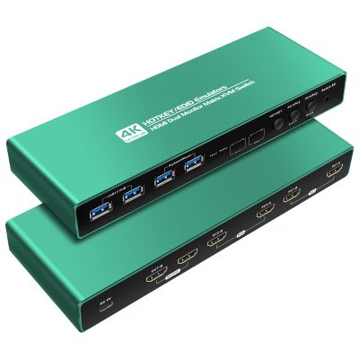 Dual Monitor kvm Switches HDMI Hotkey Switching 2 Monitors 2 Computers Monitor Switch 4k 60hz Extended Display hdmi Matrix kvm edid 2 Monitors 2 Computers hdmi 2k 144hz
