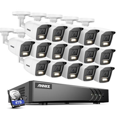 ANNKE 16CH Security Camera System, 3K Lite Digital Video Recorder with AI Human/Vehicle Detection with 4TB Hard Drive, H.265+ 5-in-1 Hybrid DVR with 16x 2MP Wired CCTV Cams with Color Night Vision
