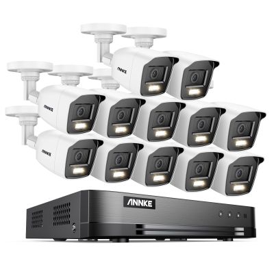 ANNKE 16 Channel Security Camera System, 5-in-1 Hybrid 1080P Lite DVR and 12x 2MP Indoor/Outdoor IP66 Weatherproof Cams with Color Night Vision, Remote Access, H.265+ Video Compression, NO Hard Drive