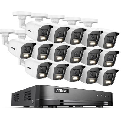 ANNKE 16 Channel Security Camera System, 5-in-1 Hybrid 1080P Lite DVR and 16x 2MP Indoor/Outdoor IP66 Weatherproof Cams with Color Night Vision, Remote Access, H.265+ Video Compression, NO Hard Drive