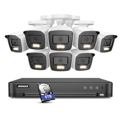 ANNKE 16CH Security Camera System, 4K 8MP AI DVR with Human/Vehicle Detection, H.265+ CCTV Recorder for Restaurant/Business, 8X 2MP Wired Cams with Color Night Vision, Work with Alexa, 6TB Hard Disk