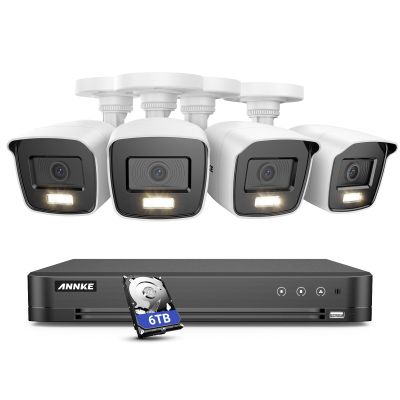 ANNKE 16CH Security Camera System, 4K 8MP AI DVR with Human/Vehicle Detection, H.265+ CCTV Recorder for Restaurant/Business, 4X 2MP Wired Cams with Color Night Vision, Work with Alexa, 6TB Hard Disk