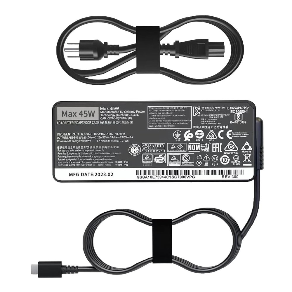 Lewepe 45w USB Type C AC Laptop Charger Fit for Lenovo ThinkPad Yoga Chromebook 300e 100e 500e C330 S330 S340 T480 T480s T580 T580s C630 E480 E580 720 730 C930 ADLX45YLC2D Power Adapter