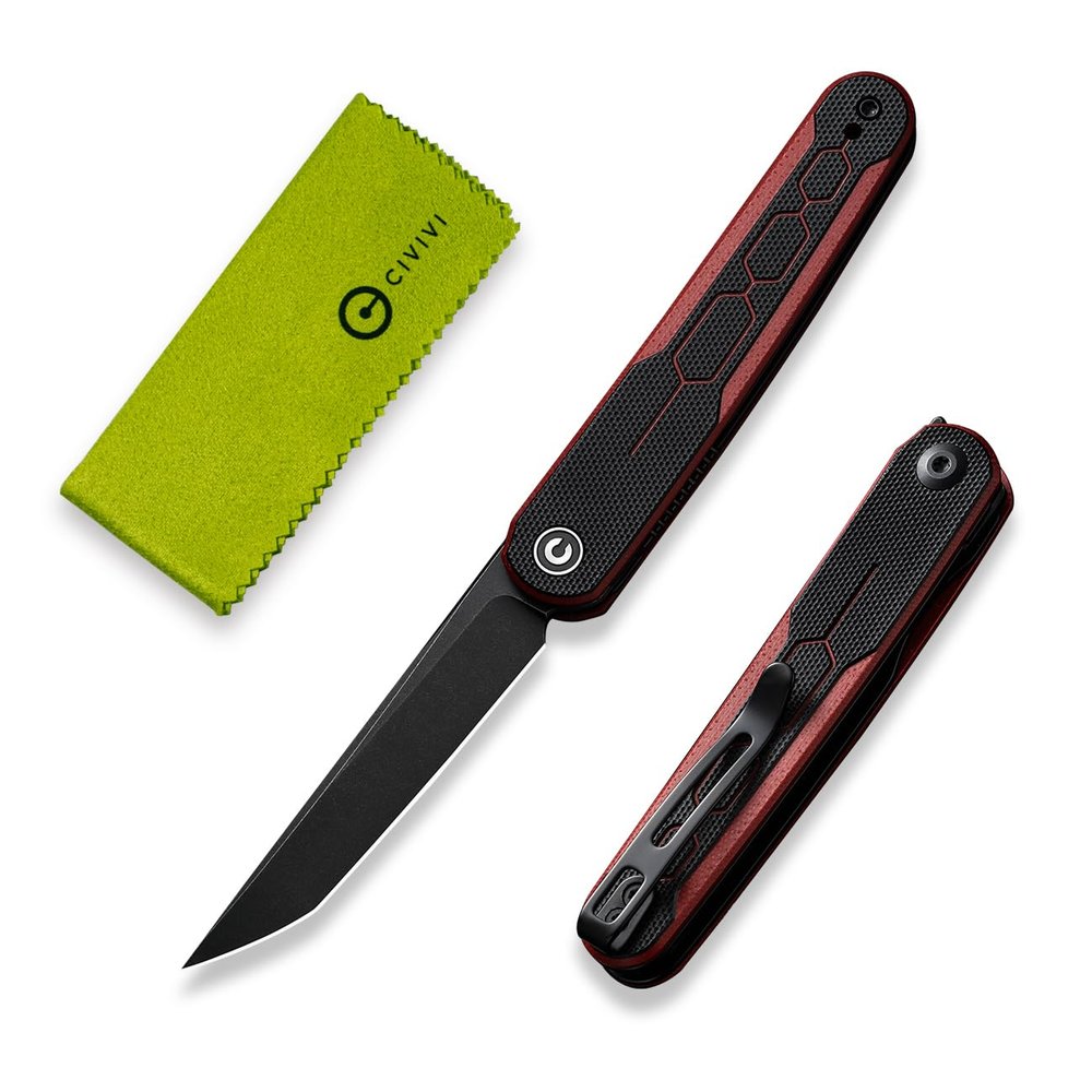 CIVIVI KwaiQ Pocket Knife, Folding Knife with Inline Flipper for EDC, 2.97" Nitro-V Tanto Blade Two-tone G10 Handle for Women Men C23015-1