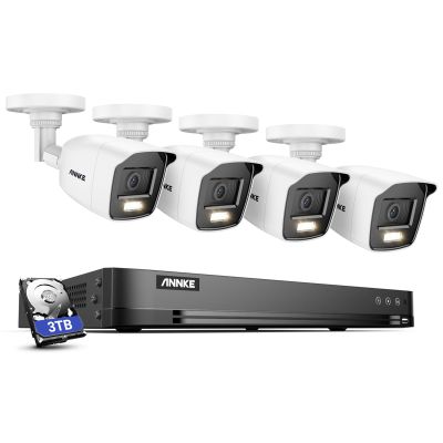 ANNKE 32CH Security Camera System, H.265+ 3K Lite AI DVR with AI Motion Detection, 5-in-1 CCTV DVR Recorder for Home/Business Surveillance, 4X 1080P Wired Cams with Color Night Vision, 3TB Hard Drive