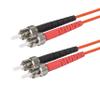 SpeedyFiberTX 1-Pack 70 Meter ST to ST Fiber Optic Patch Cable, Red and Black Boots, Corning InfiniCor Multimode OM1 62.5/125um Optical Fiber, Duplex Orange Riser OFNR Cable Jacket view 1
