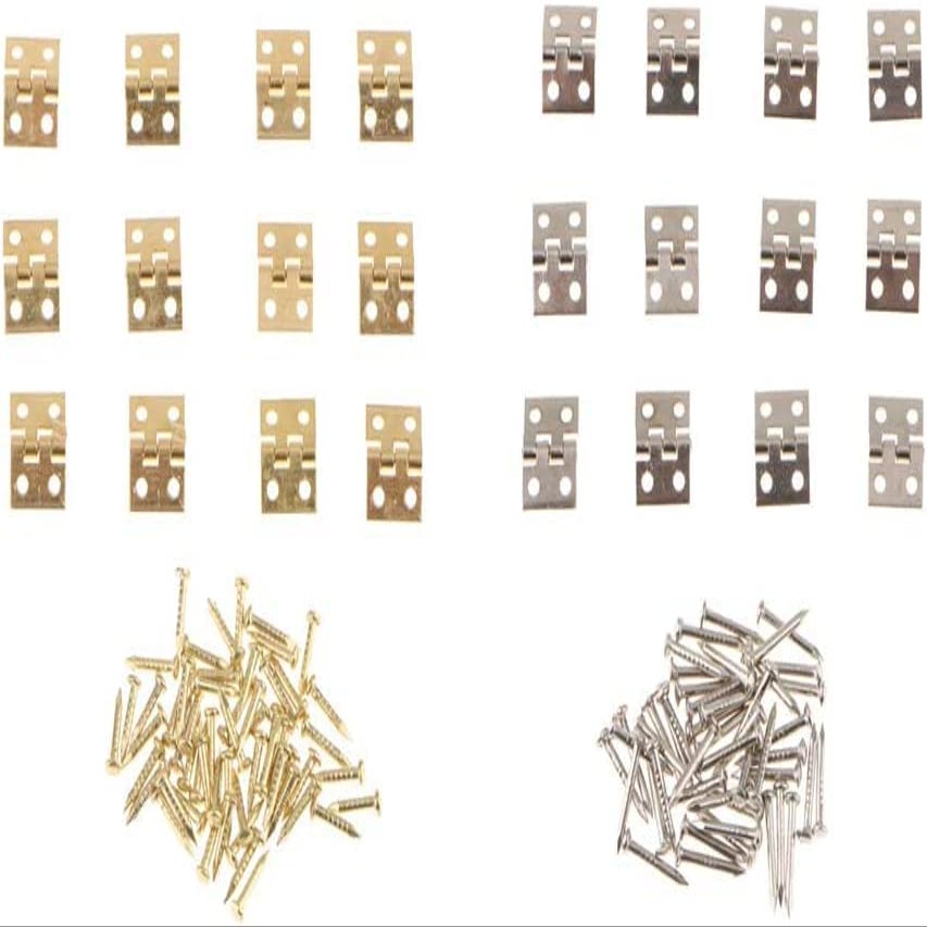 Butt Hinges,Door Hinge,Latch Hasps,24Pcs Hole Small Hinges Box Hinges for Wooden Box Gift Box Hinges Cabinet Drawer Jewelry Box