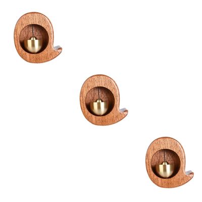 TEMKIN 3pcs Wooden Bell Wooden Wind Chime Decorative Wind Bell Outdoor Decor Retro Home Decor Decorative Fridge Magnets Wood Shopkeepers Bell for Door Household Door Bell Adornment Brass