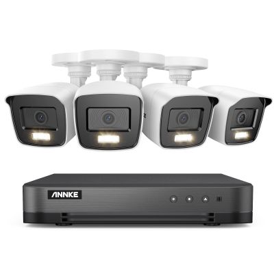 ANNKE 16 Channel Security Camera System, 5-in-1 Hybrid 1080P Lite DVR and 4X 2MP Indoor/Outdoor IP66 Weatherproof Cams with Color Night Vision, Remote Access, H.265+ Video Compression, NO Hard Drive