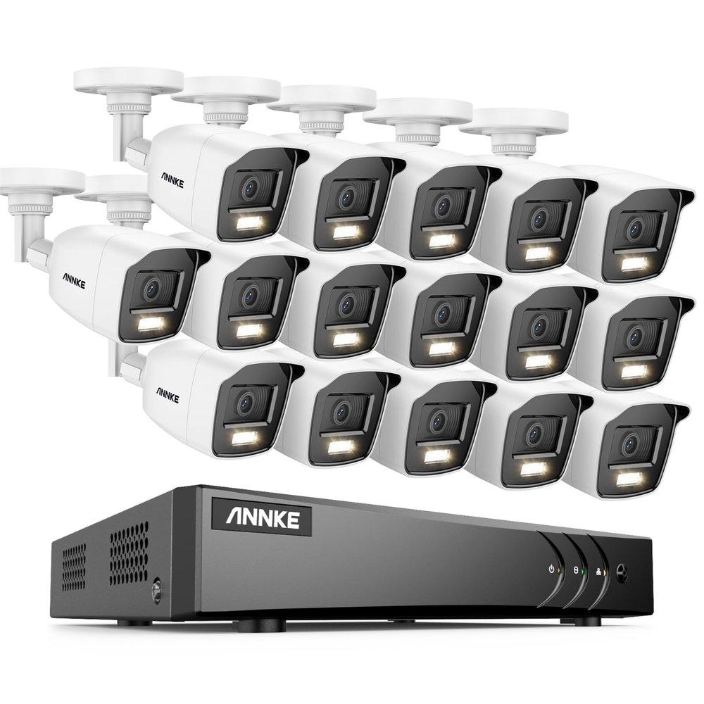 ANNKE 16CH Security Camera System, 3K Lite Digital Video Recorder with AI Human/Vehicle Detection with NO Hard Drive, H.265+ 5-in-1 Hybrid DVR with 16x 2MP Wired CCTV Cams with Color Night Vision