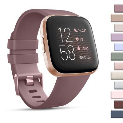 Mugust Sport Bands Compatible with Fitbit Versa, Classic Soft Silicone Replacement Wristbands Straps for Fitbit Versa 2 Smart Watch Women Men (Small, Smoke Violet)