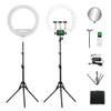 22inch LED Ring Lights Lamp with Tripod Stand, 100W Continuous Output Light Bi-Color 3200K-5500K for Live Stream Makeup Tattoo Photo Studio (FE640, White) view 1