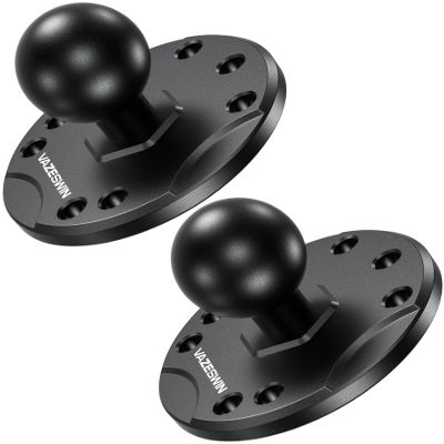 VAZESWIN 2PCS 1" Ball Mount with Aluminum Alloy Round Plate, Universal Electronic Device Mounting Base with AMPS Hole for Garmin, Lowrance, Humminbird, for RAM Mounts, Scotty B Size Double Socket Arm