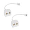 OLIREXD Two Way Telephone Splitters, White RJ11 Male to Dual Female 6P4C Splitter Connector Telephone Adapter Plug Cord Cable Male to 2 Female Converter Separator Cord for Landline view 1