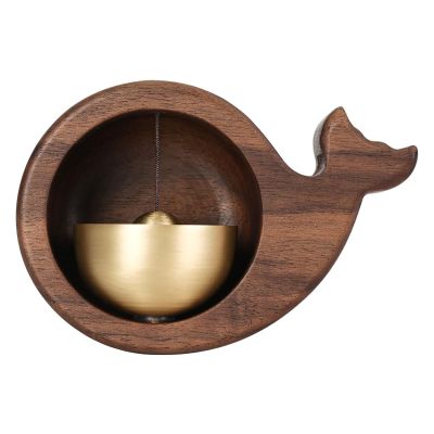 TEMKIN Solid Wood Brass Doorbell, Magnet Wind Door Chime, Wall Hanging Decoration, Could Used for Entrance or The Refrigerator, Wood Doorbell Wind Chime (Color : Fish)
